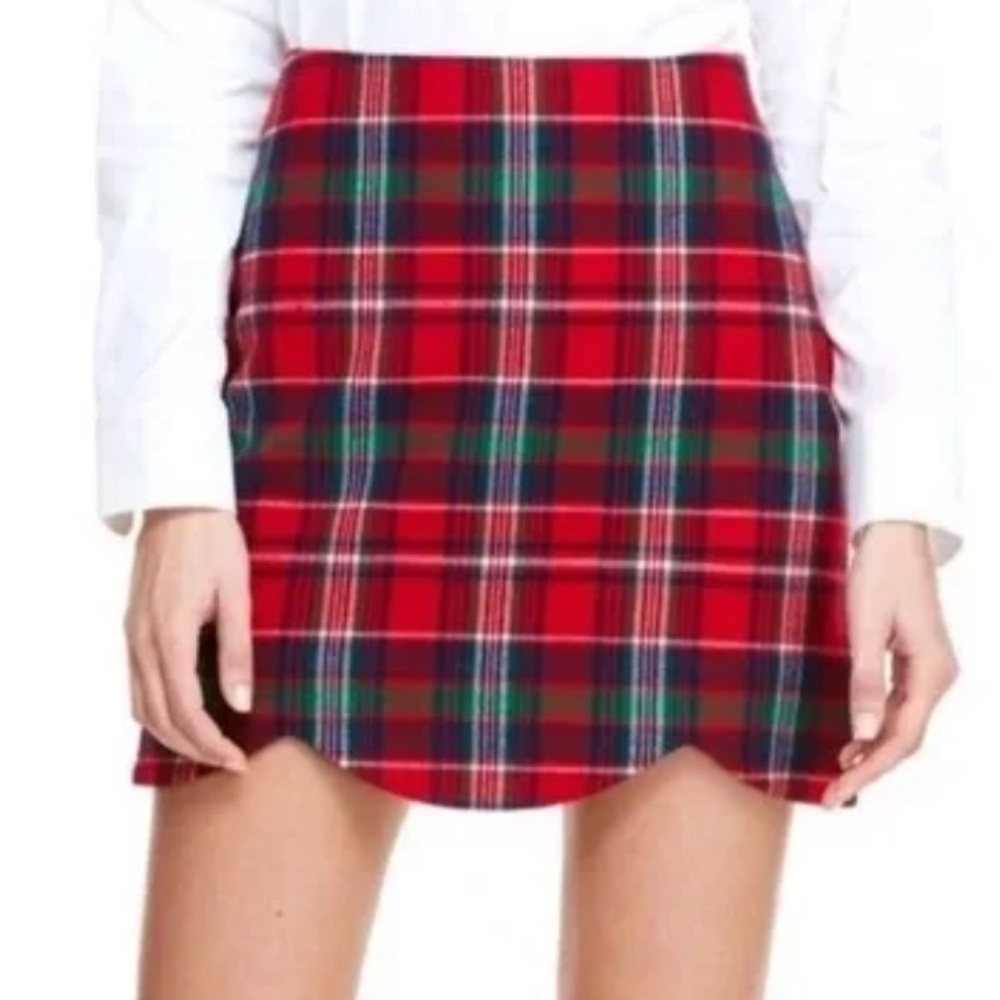 Scalloped Holiday Tartan Skirt Plaid